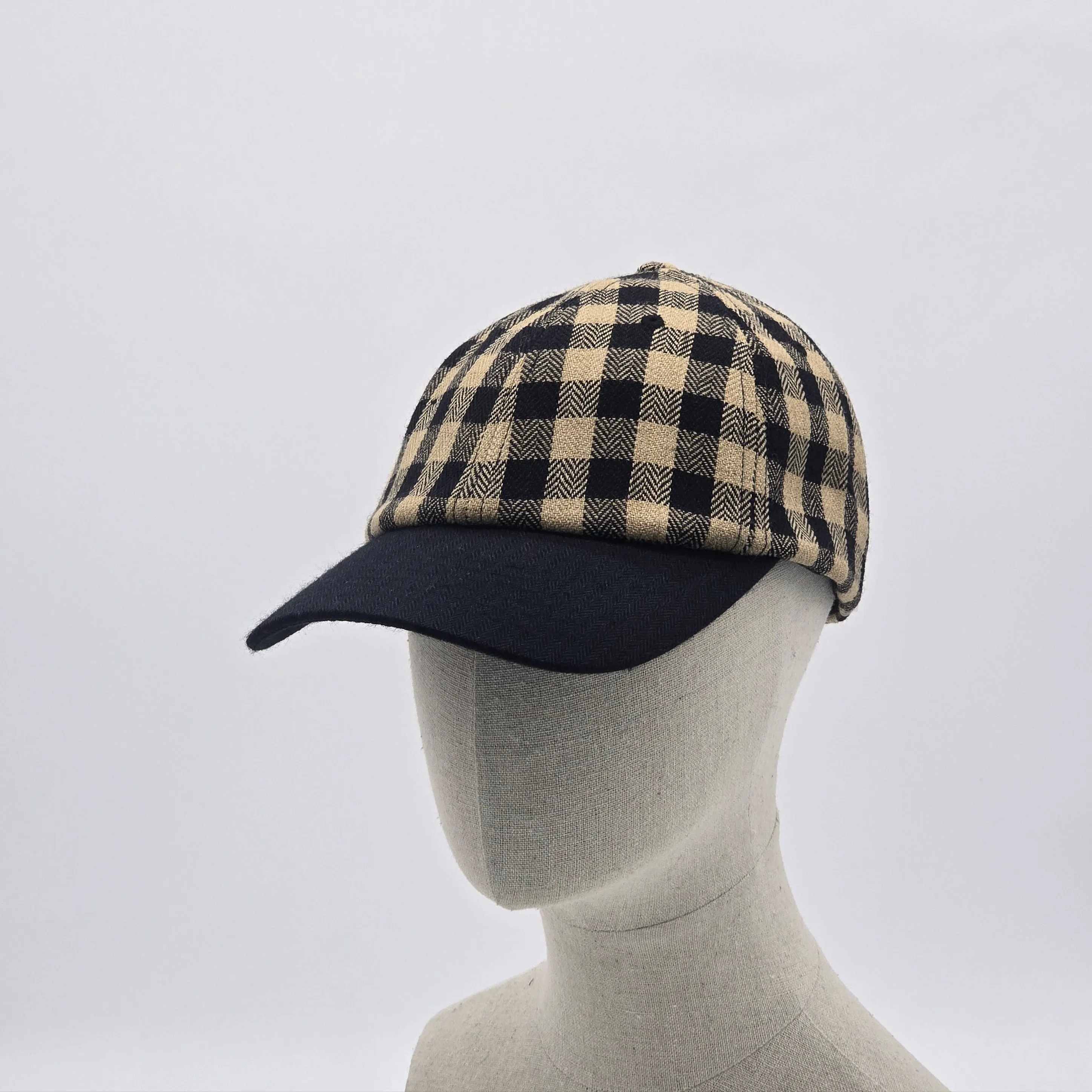 Cap in Checkered Herringbone