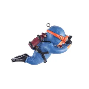 Cartoon Fat Man Diver Aquarium Decoration - Blue Resin Ornaments
