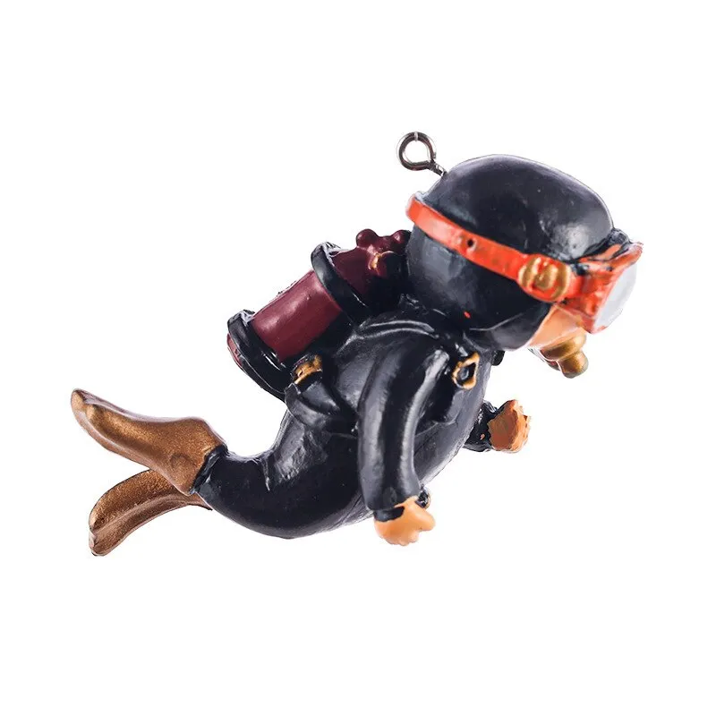 Cartoon Fat Man Diver Aquarium Decoration - Blue Resin Ornaments
