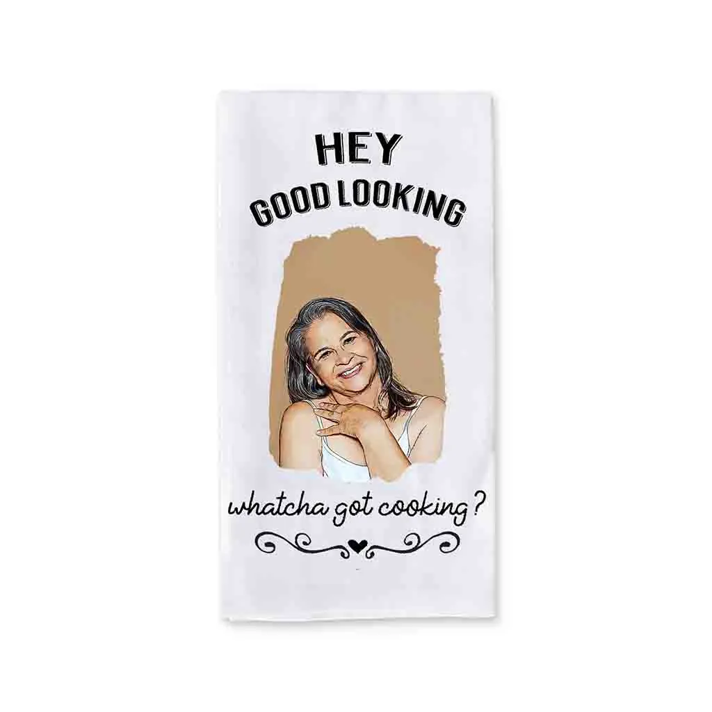 Cartoonized Photo Effect Personalized Kitchen Towel