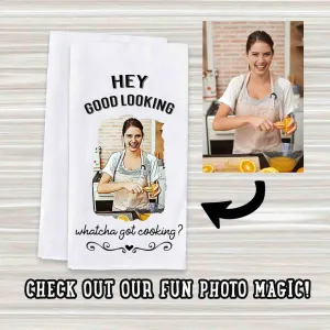 Cartoonized Photo Effect Personalized Kitchen Towel