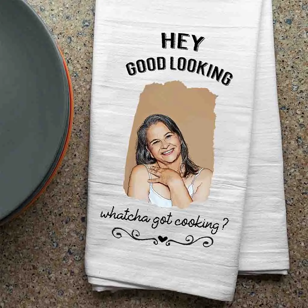 Cartoonized Photo Effect Personalized Kitchen Towel