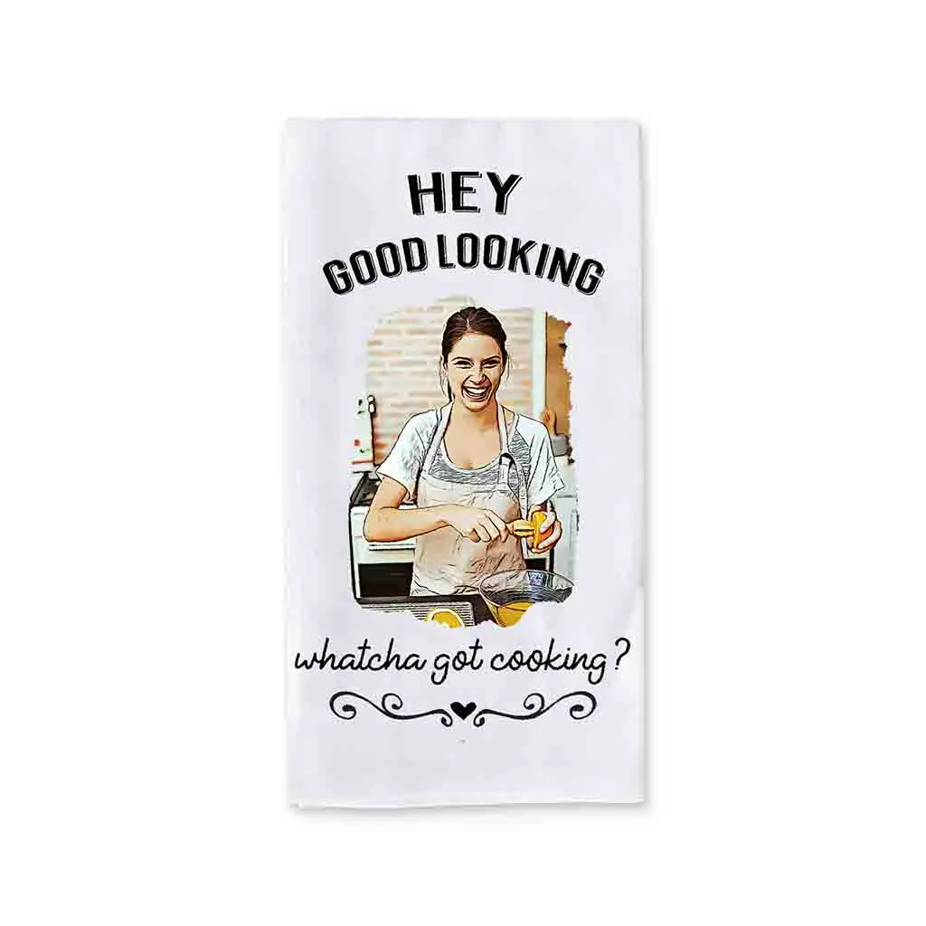 Cartoonized Photo Effect Personalized Kitchen Towel