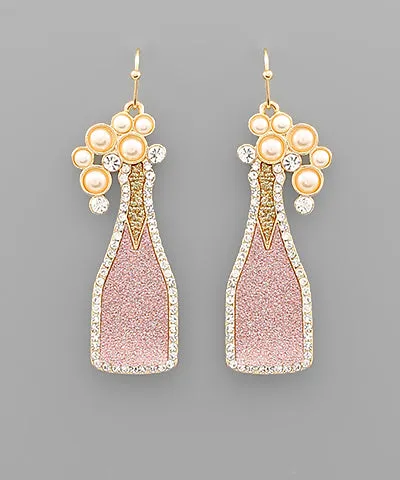 Champagne Bottle Glitter Earrings