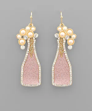 Champagne Bottle Glitter Earrings