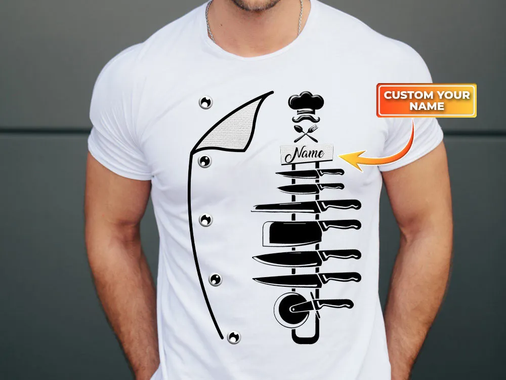Chef, Personalized Name 2D White Tshirt 04, RINC98