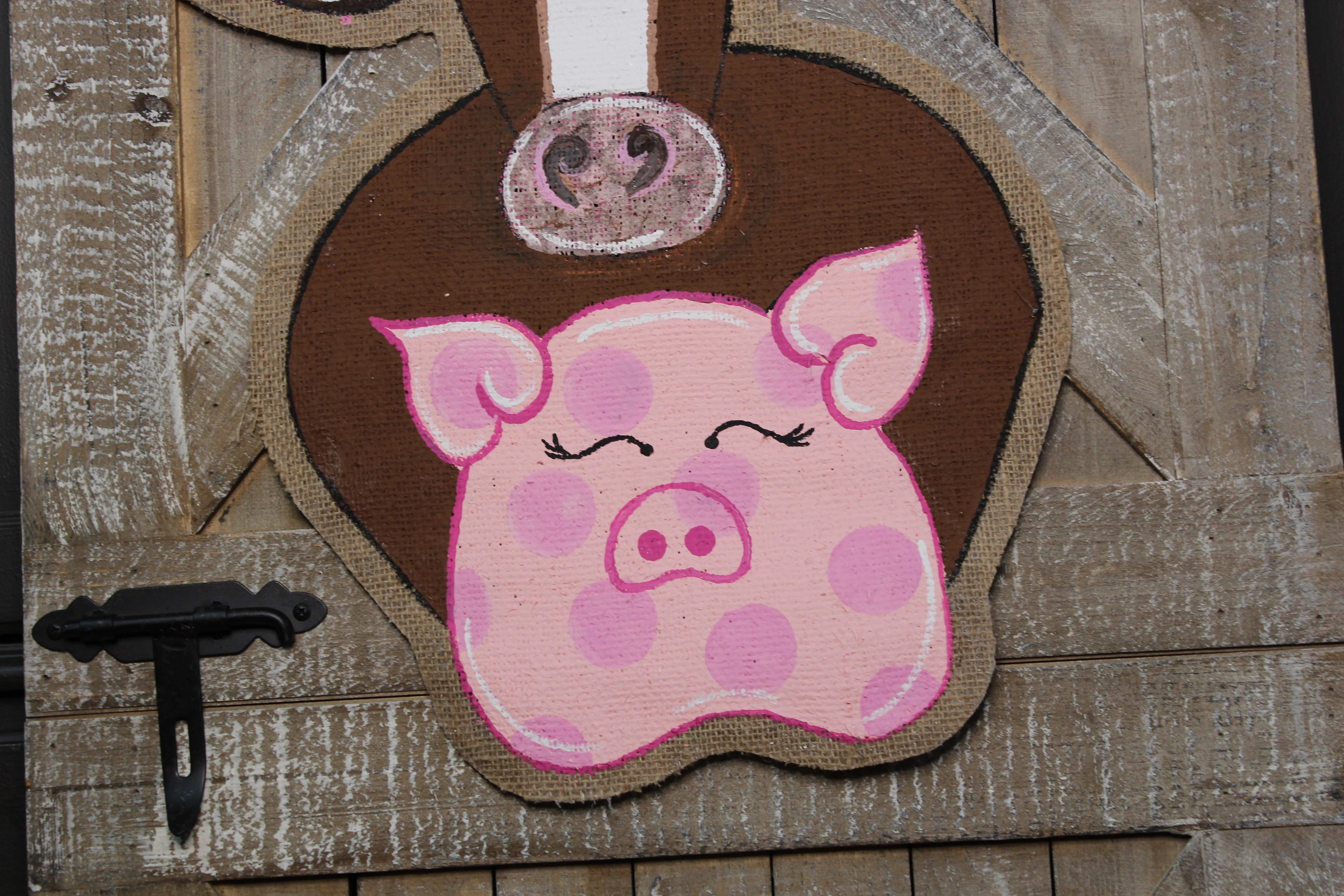 Chicken Pig Cow Door Hanger - DoorCandybyMeg Farm Animal Door Hanger
