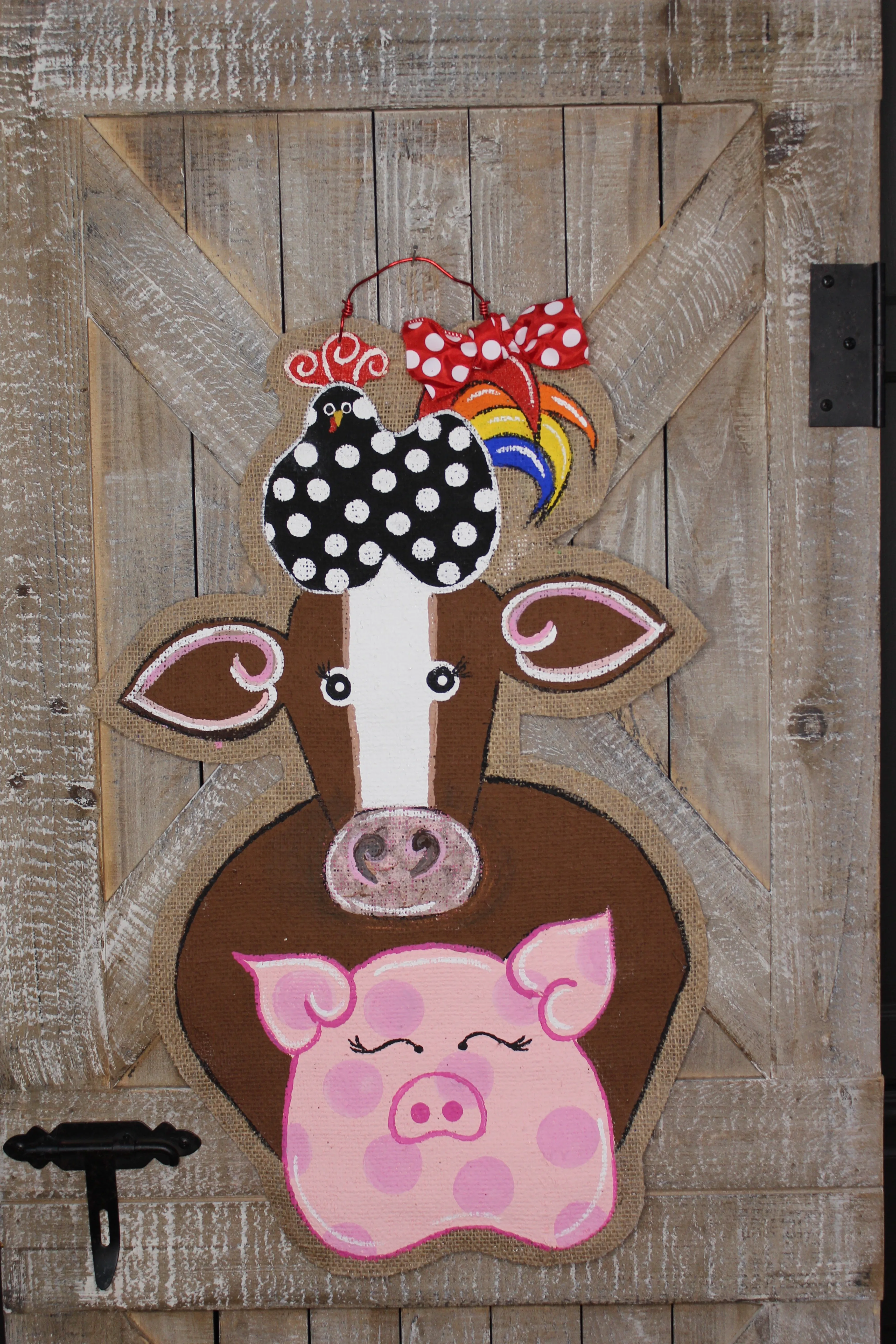 Chicken Pig Cow Door Hanger - DoorCandybyMeg Farm Animal Door Hanger