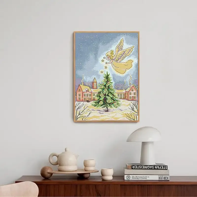 Christmas Angel DIY Handmade Cross Stitch Kit - Cartoon Pattern on Stamped Canvas