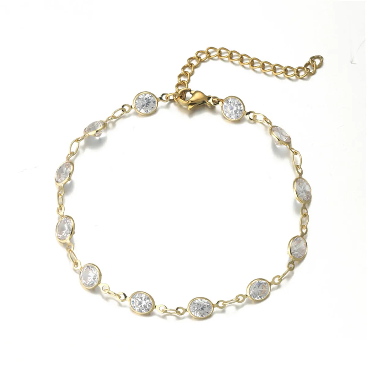 Clear Crystal & 18K Gold-Plated Round Station Bracelet