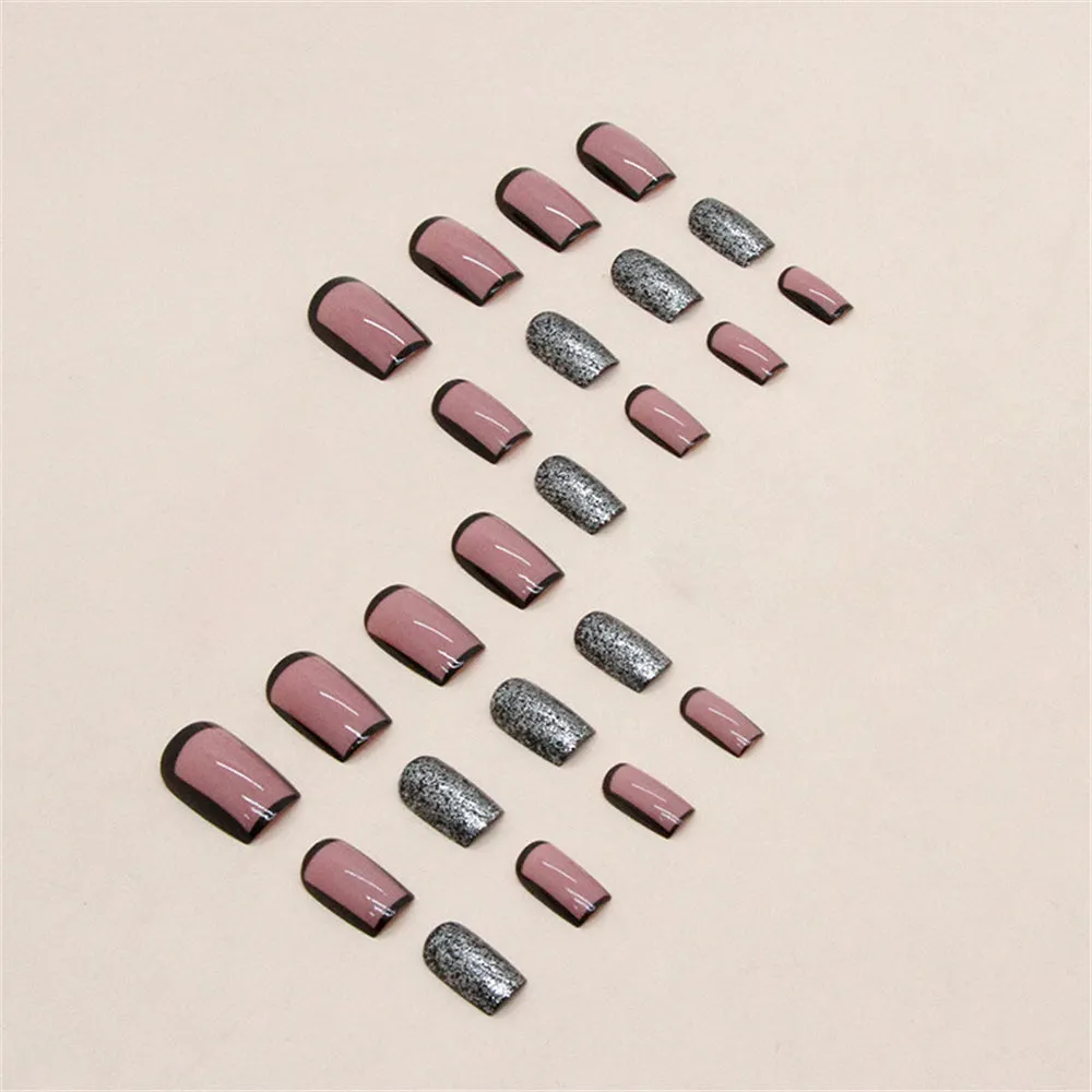 Coffin Pink Black Burst Glitter