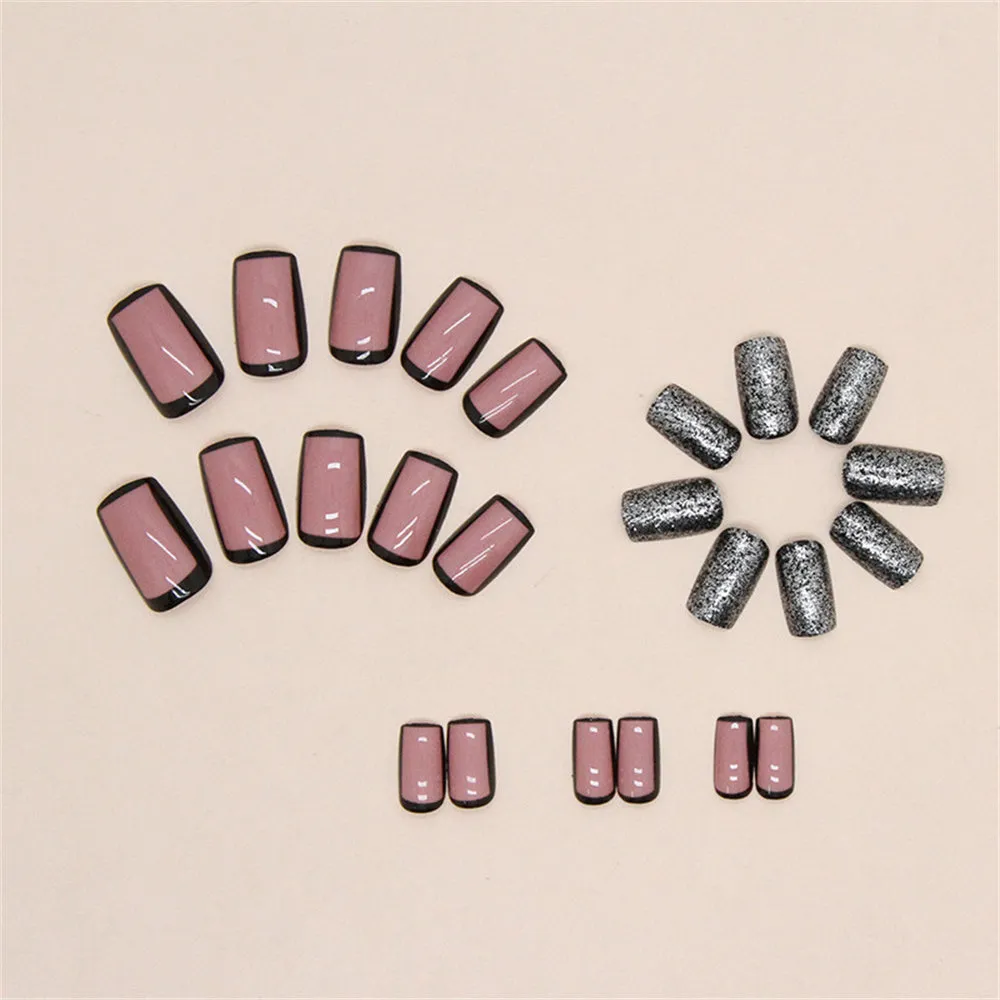 Coffin Pink Black Burst Glitter