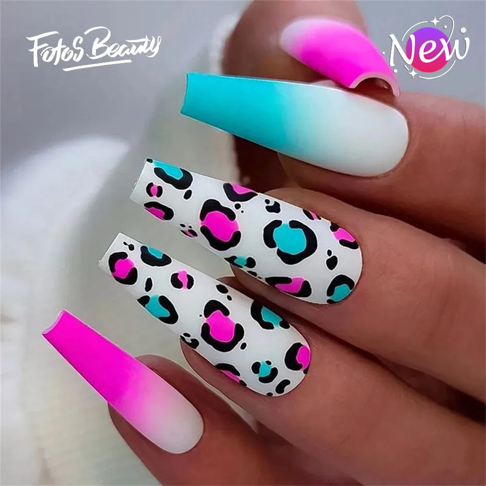 Coffin Pink Blue Gradient Leopard