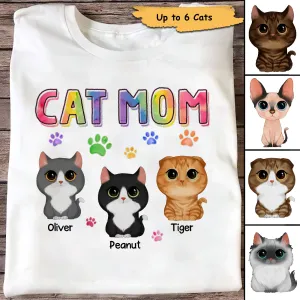 Colorful Paws Watercolor Cute Cats Cat Mom Personalized Shirt