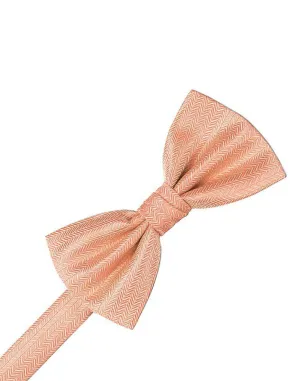 Coral Herringbone Kids Bow Tie