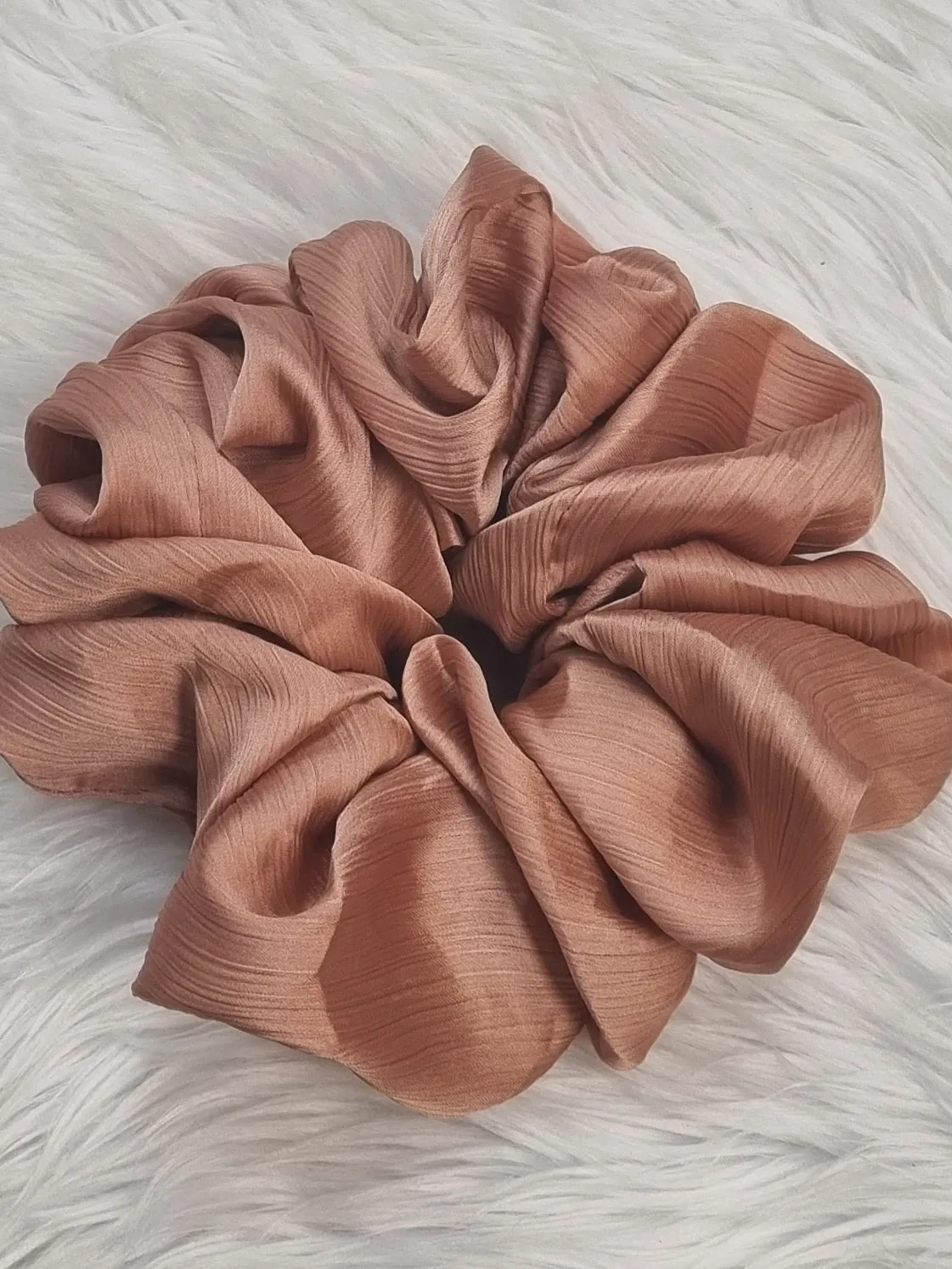 Coral - Honey Satin Scrunchie