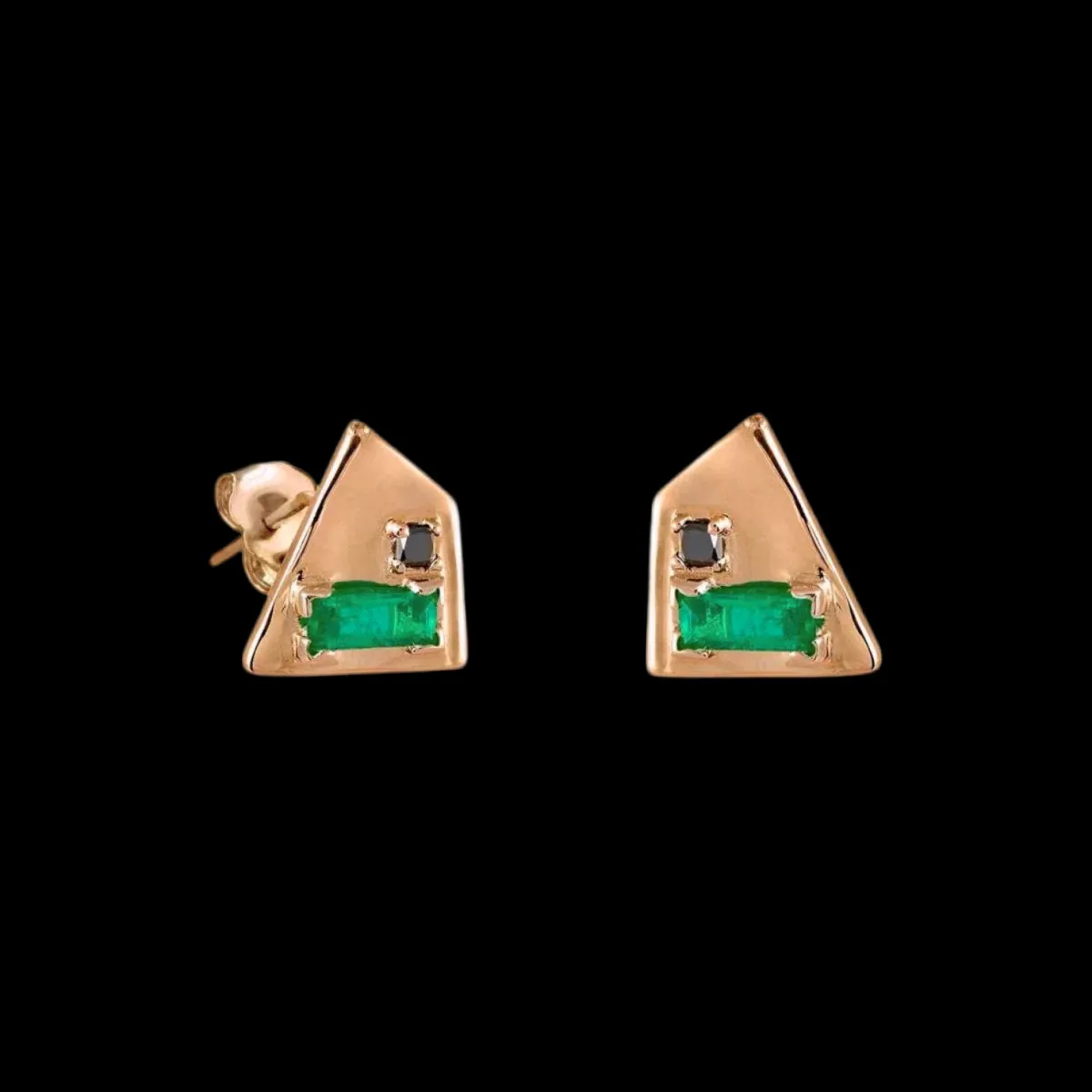 Corvus Emerald and Black Diamond Earrings