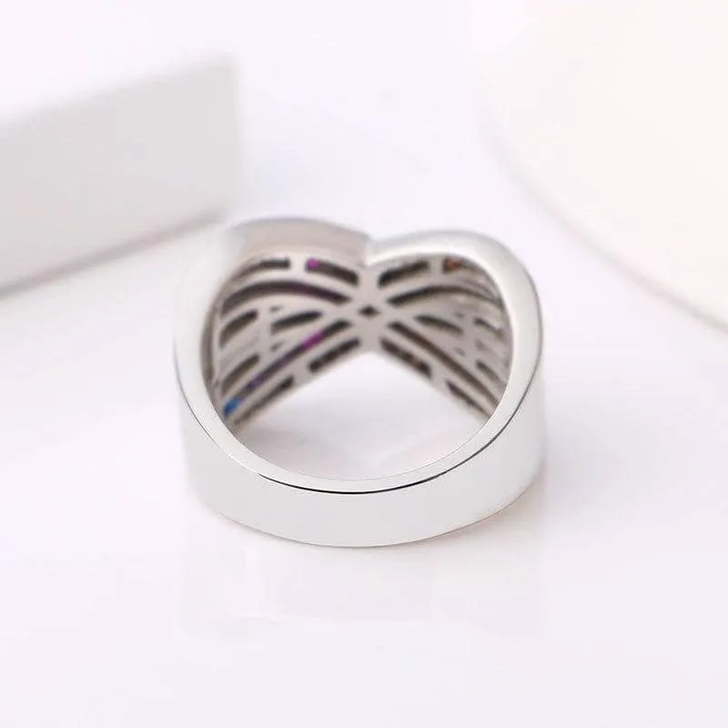 Cross Double Rainbow Diamond Band
