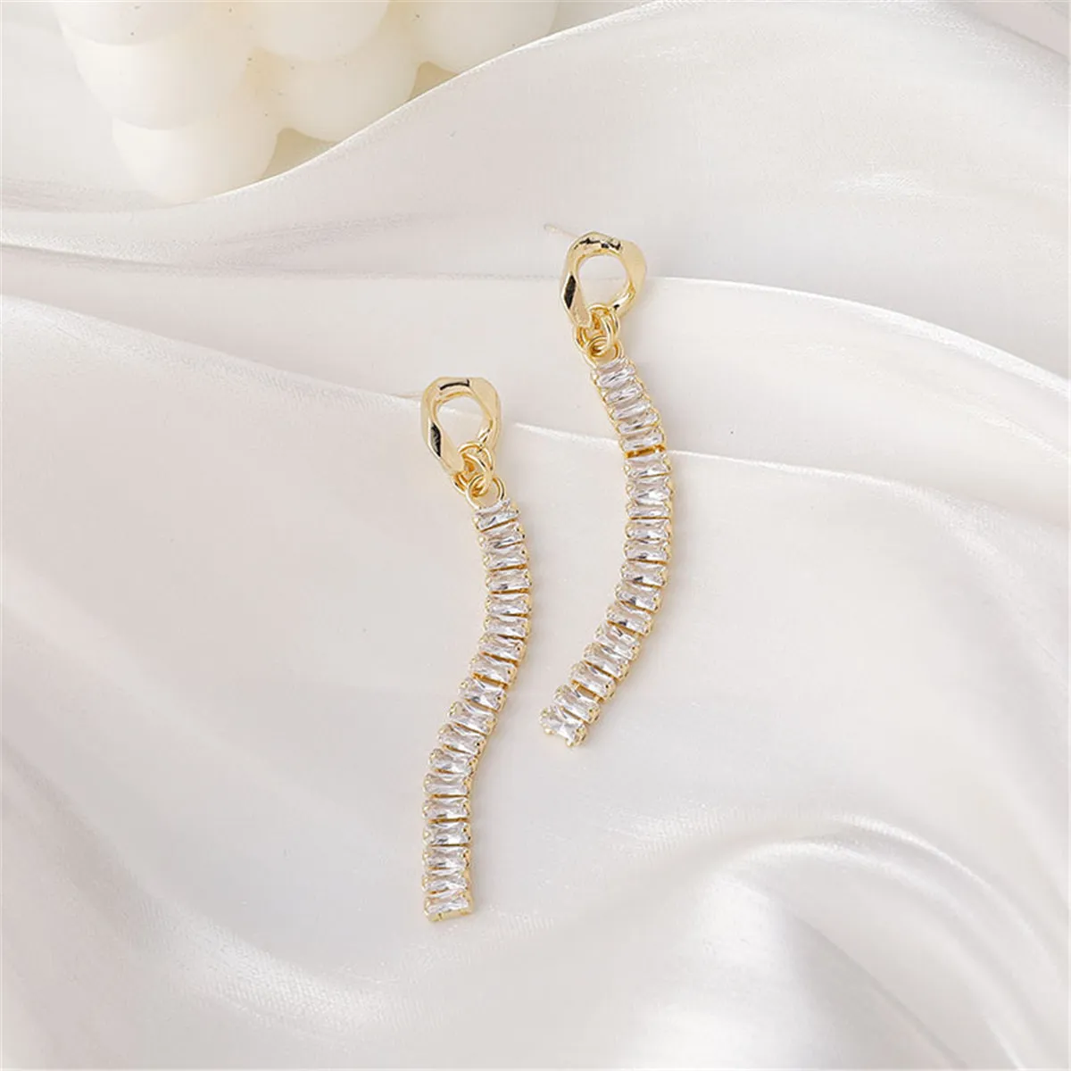 Crystal & 18K Gold-Plated Baguette-Cut Drop Earrings