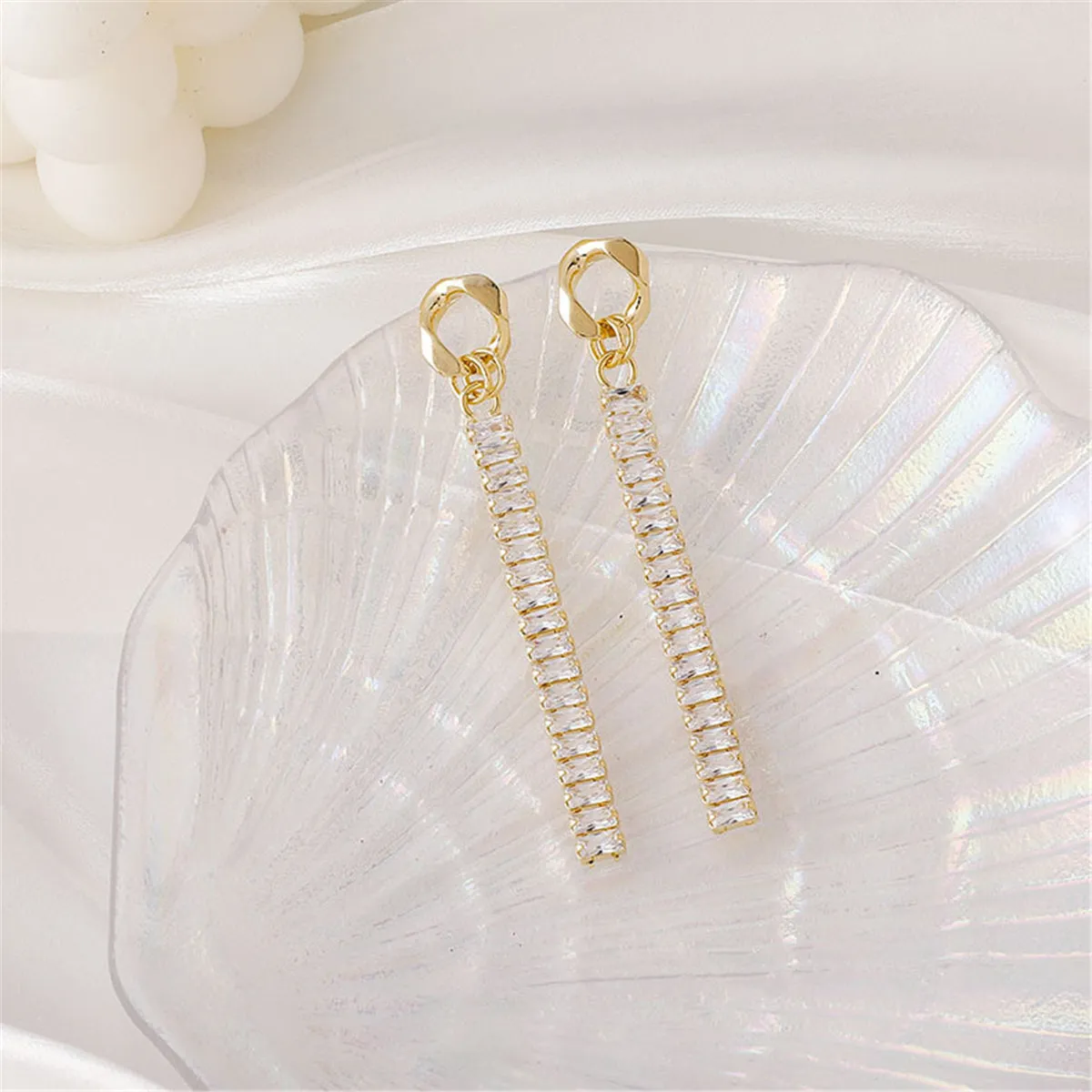 Crystal & 18K Gold-Plated Baguette-Cut Drop Earrings