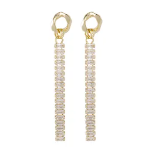 Crystal & 18K Gold-Plated Baguette-Cut Drop Earrings