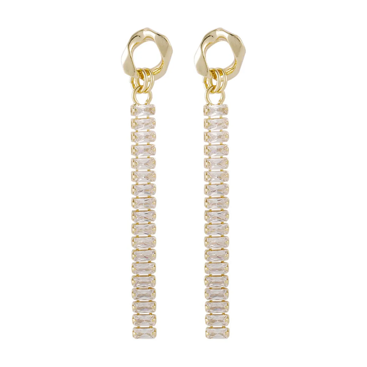 Crystal & 18K Gold-Plated Baguette-Cut Drop Earrings