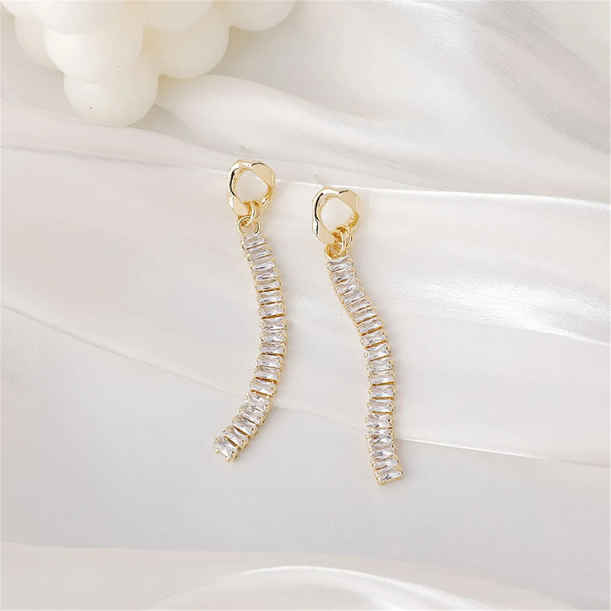 Crystal & 18K Gold-Plated Baguette-Cut Drop Earrings