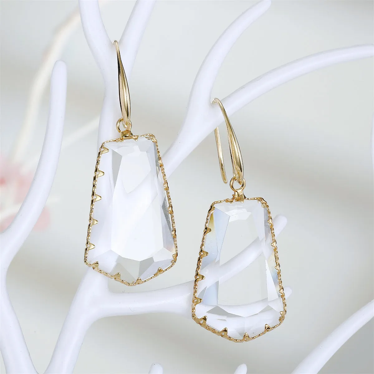 Crystal & 18K Gold-Plated Ladder Drop Earrings