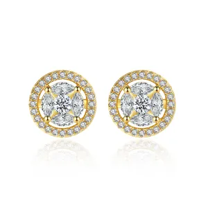 Crystal & Cubic Zirconia 18K Gold-Plated Hola Round Stud Earrings
