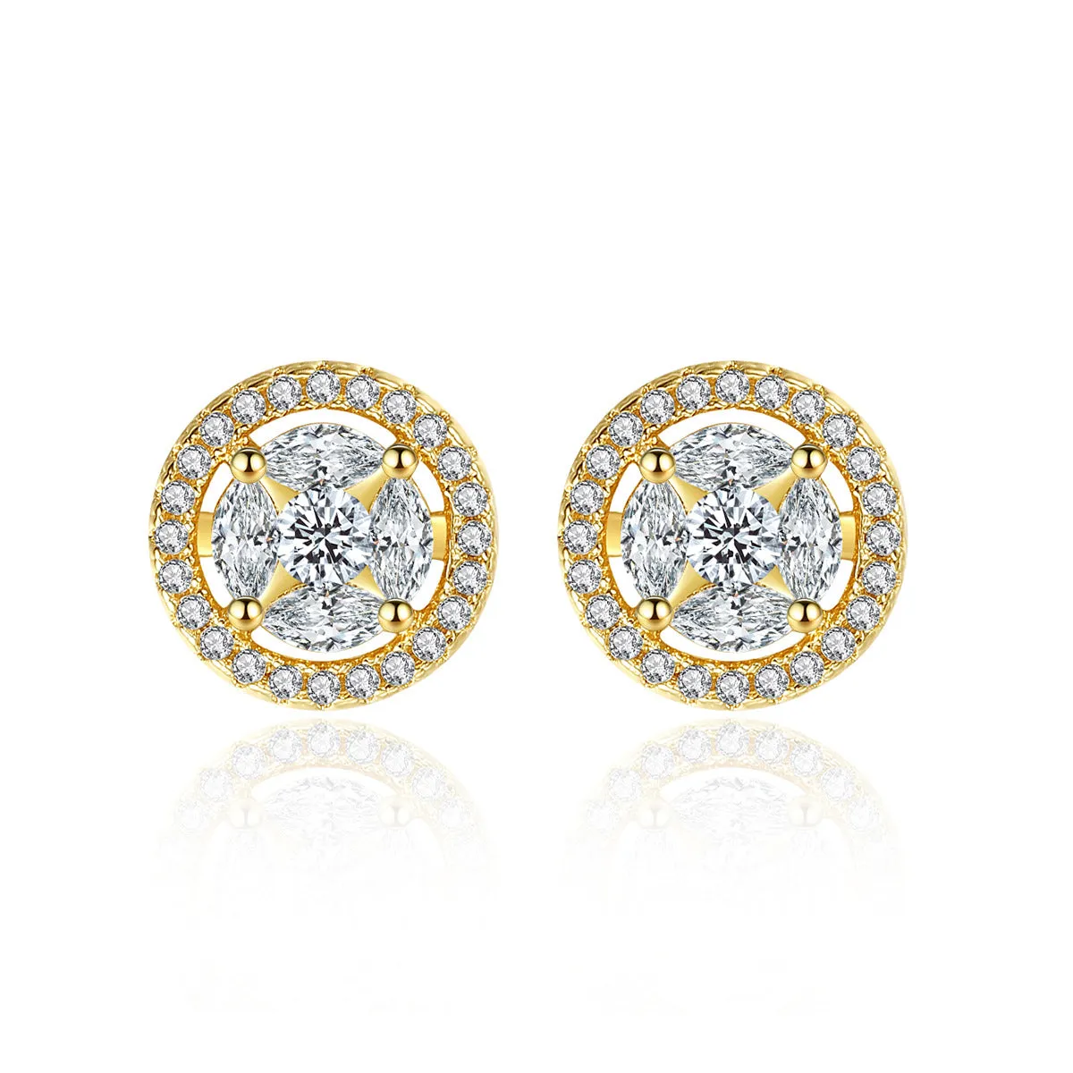 Crystal & Cubic Zirconia 18K Gold-Plated Hola Round Stud Earrings