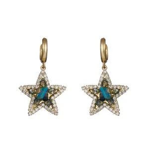 Crystal & Cubic Zirconia 18K Gold-Plated Star Huggie Earrings