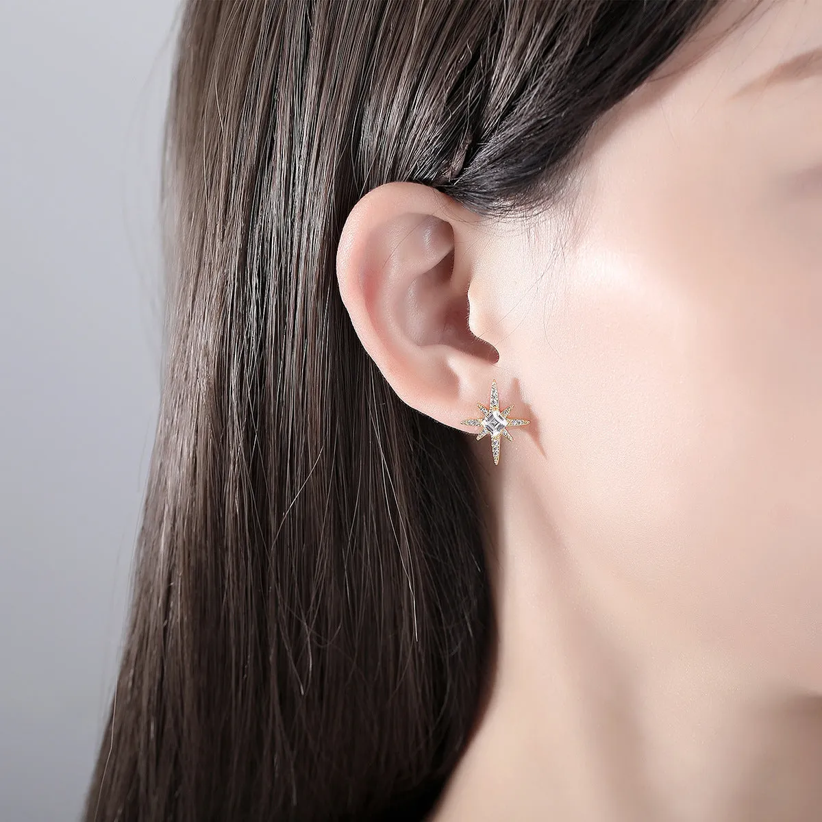 Crystal & Cubic Zirconia 18K Gold-Plated Star Stud Earrings
