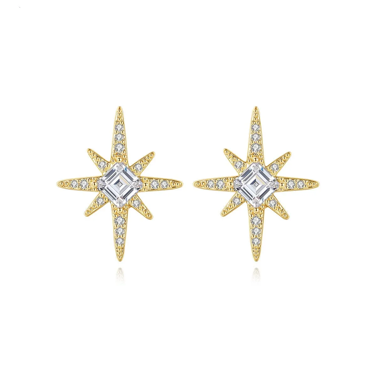 Crystal & Cubic Zirconia 18K Gold-Plated Star Stud Earrings