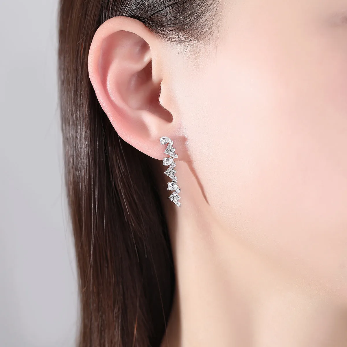 Crystal & Cubic Zirconia Geometric Drop Earrings