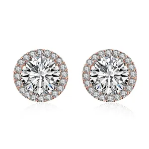 Cubic Zirconia & Crystal 18K Rose Gold-Plated Round Stud Earrings