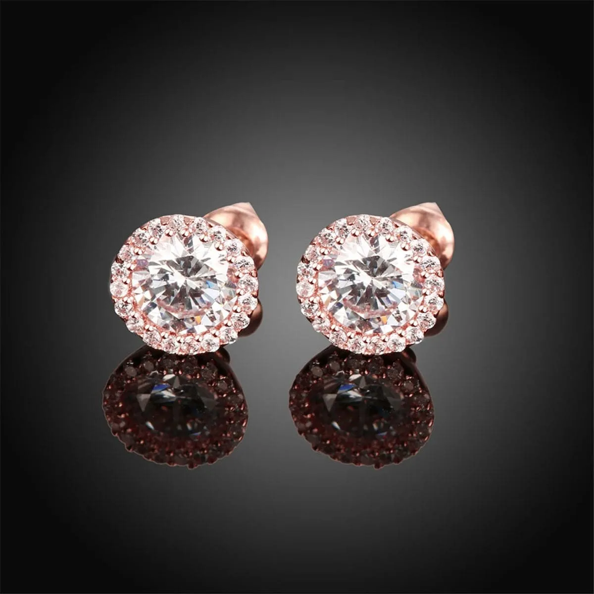 Cubic Zirconia & Crystal 18K Rose Gold-Plated Round Stud Earrings