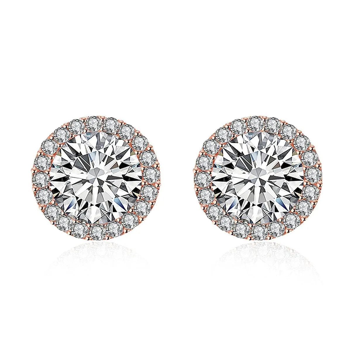 Cubic Zirconia & Crystal 18K Rose Gold-Plated Round Stud Earrings
