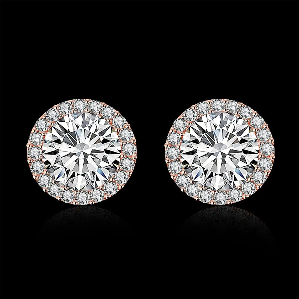 Cubic Zirconia & Crystal 18K Rose Gold-Plated Round Stud Earrings