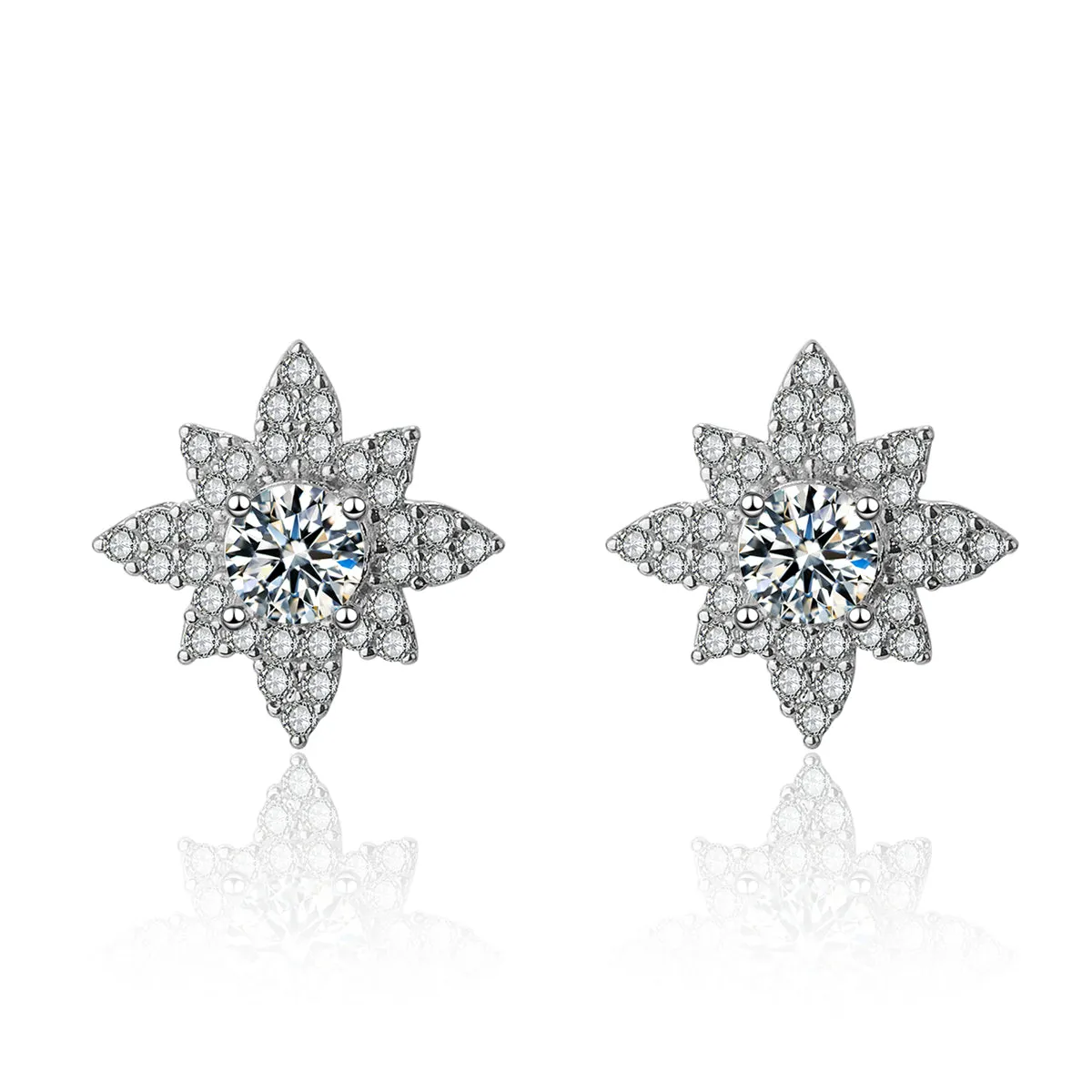 Cubic Zirconia & Crystal Lotus Stud Earrings