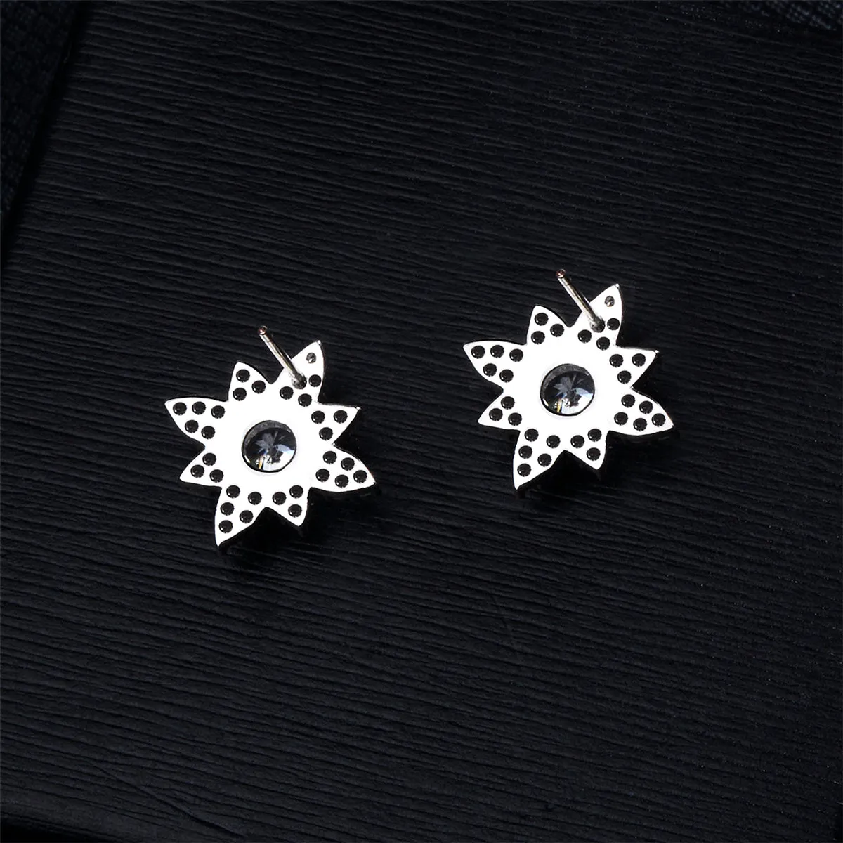 Cubic Zirconia & Crystal Lotus Stud Earrings