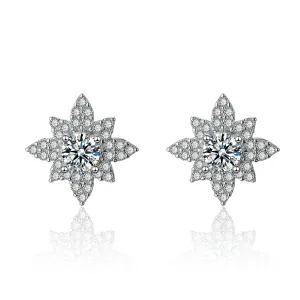 Cubic Zirconia & Crystal Lotus Stud Earrings