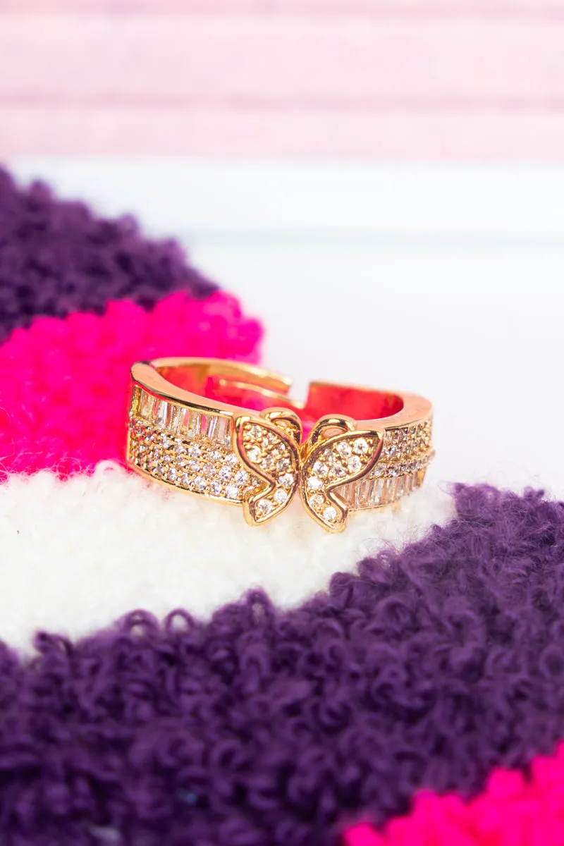 Cubic Zirconia Goldtone Brittany Butterfly Ring