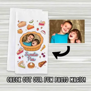 Cute Cartoonized Photo Effect Personalized Kitchen Towel