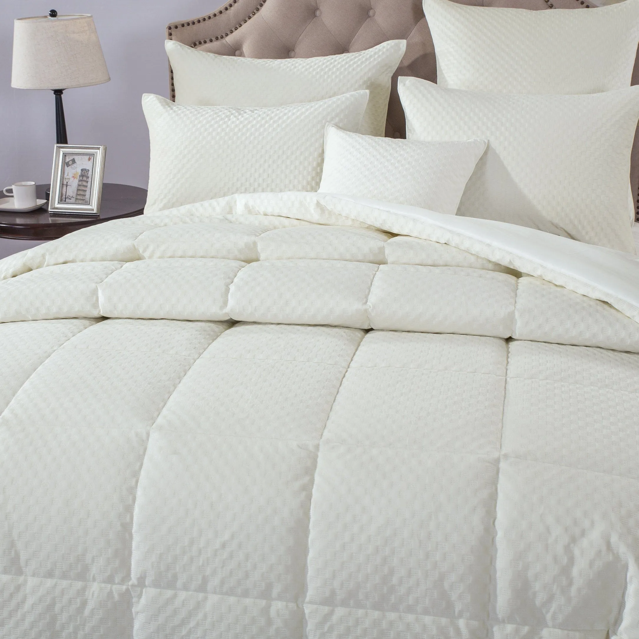 DaDa Bedding Soft Velvet Eggshell White Warm Plush 3D Pattern Comforter Set (JHW861)