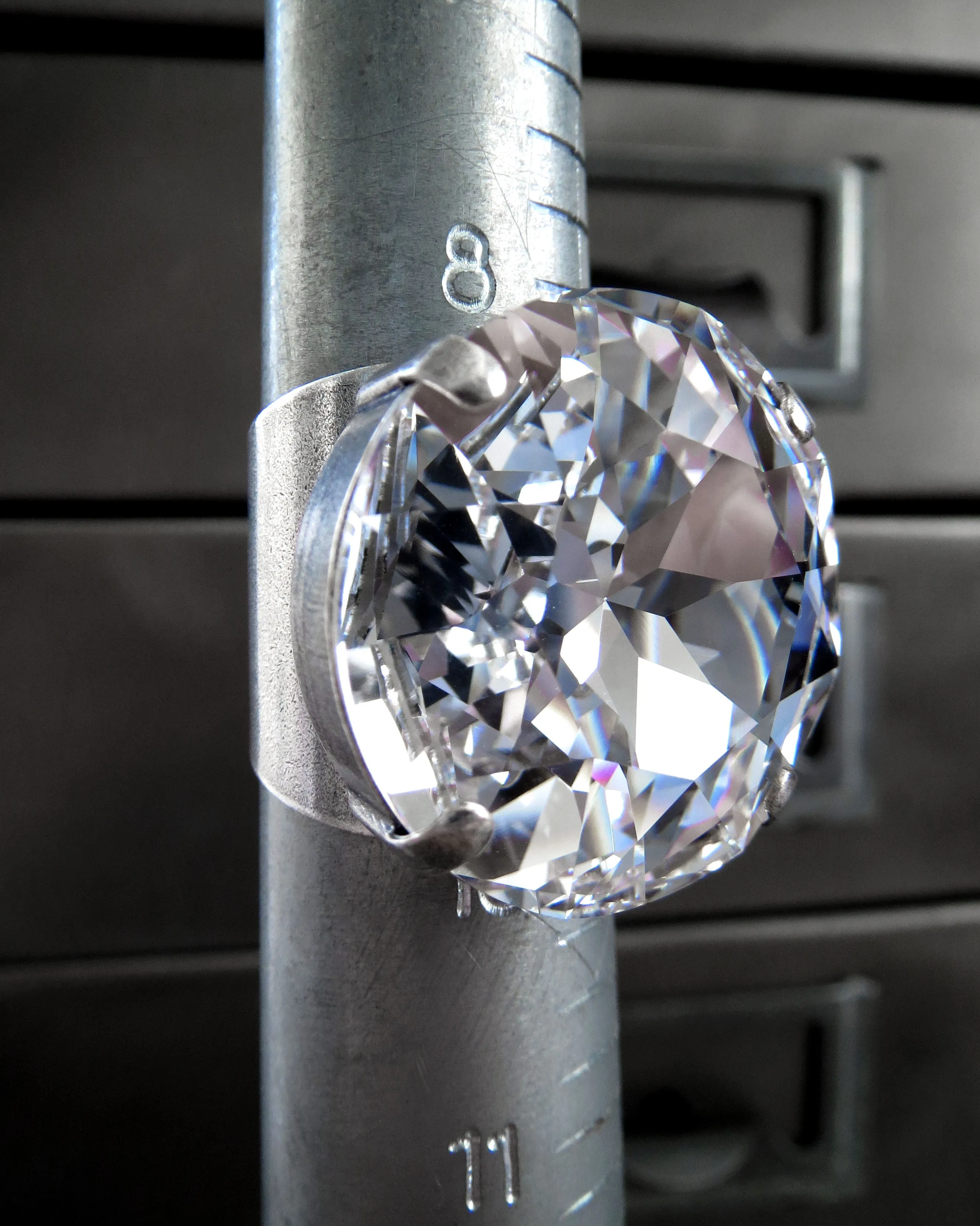 DARING, DARLING - Large Round Brilliant Crystal Cocktail Ring