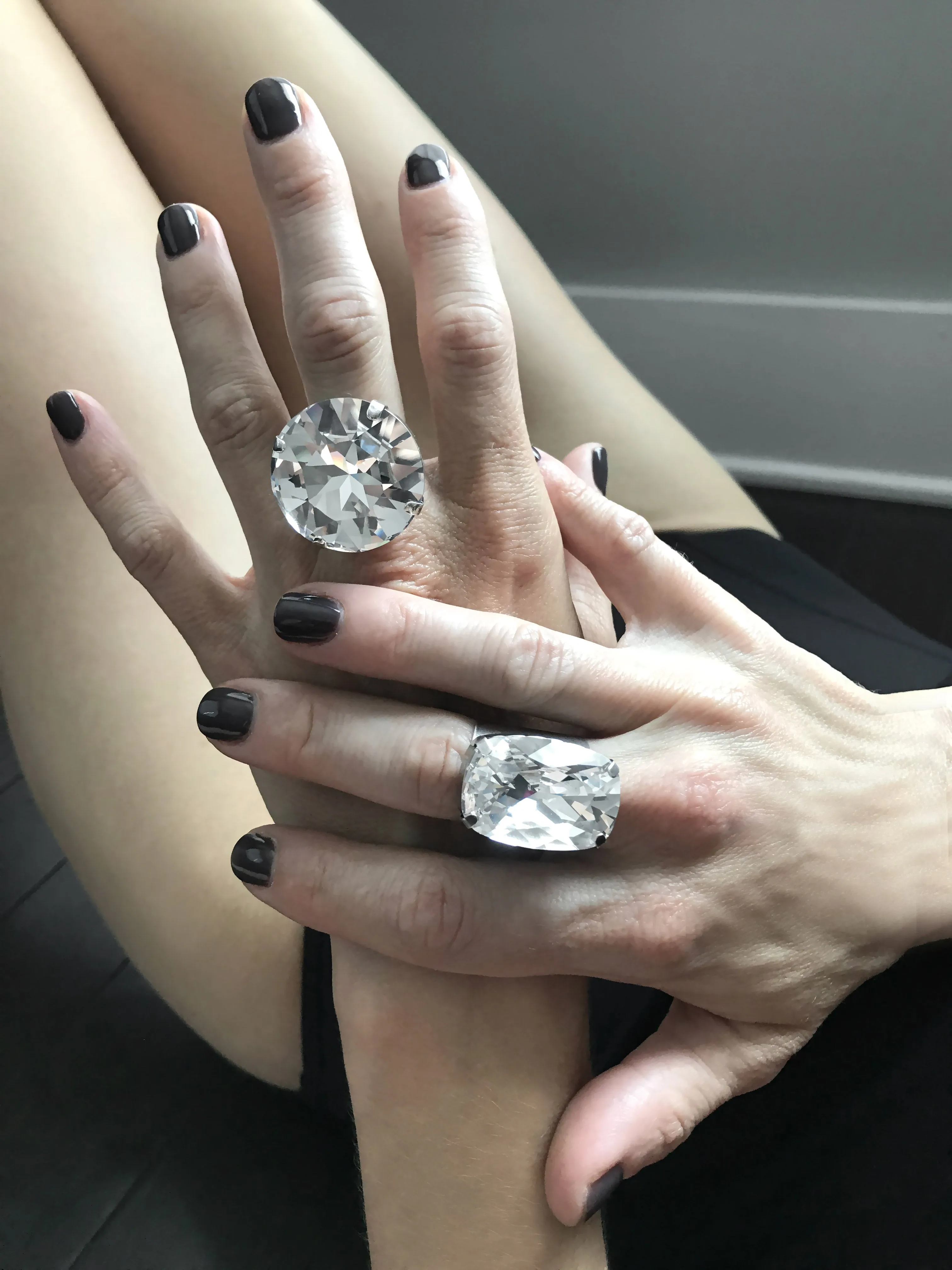 DARING, DARLING - Large Round Brilliant Crystal Cocktail Ring