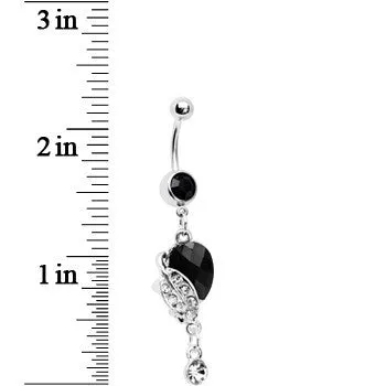 Dark Nature Lovely Leaves Crystal Drop Belly Ring