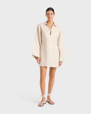 Delphi Organic Linen Relaxed Sleeve Dress - Sand