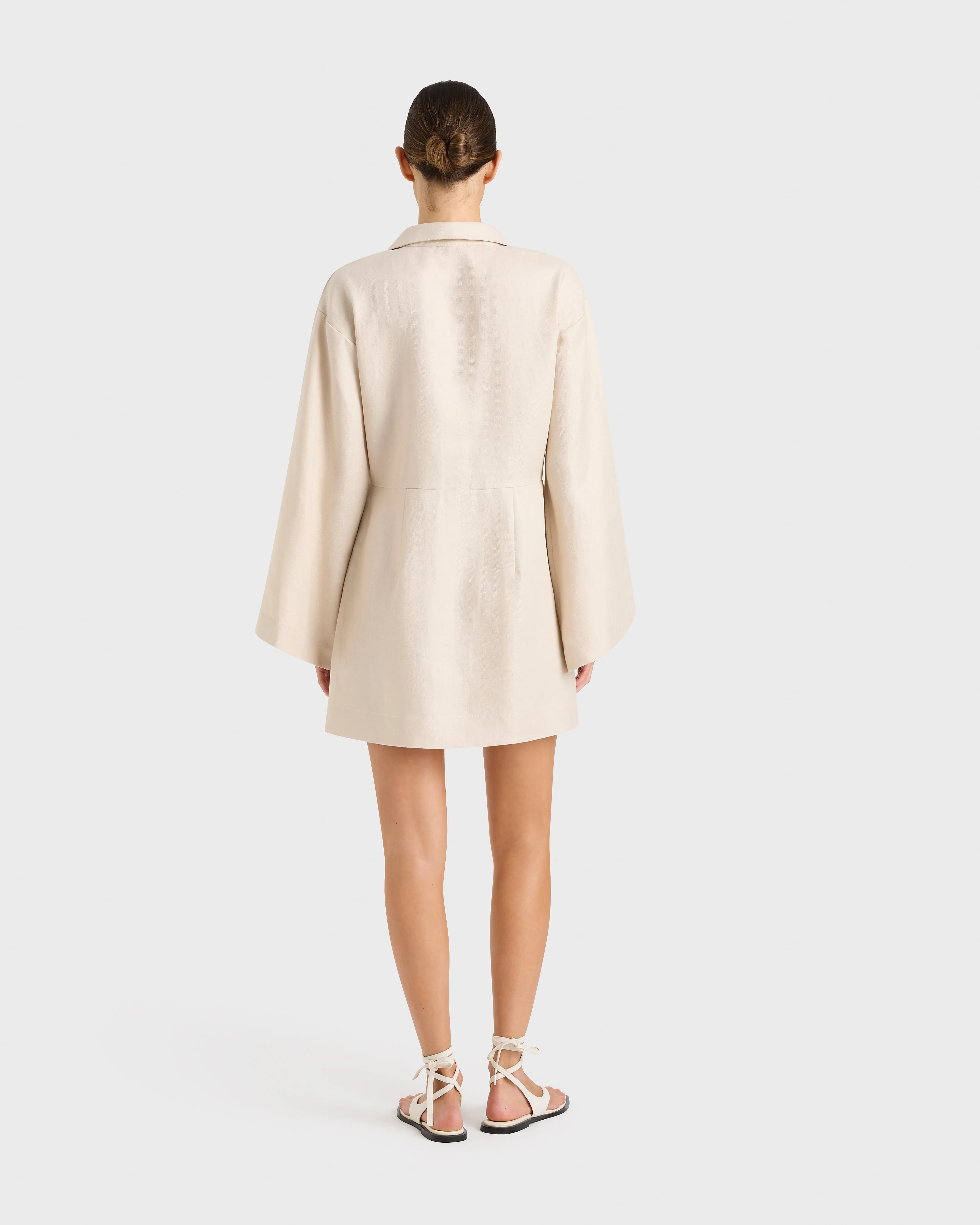 Delphi Organic Linen Relaxed Sleeve Dress - Sand