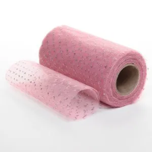 Dusty Rose Pink Tulle with Silver Glitter